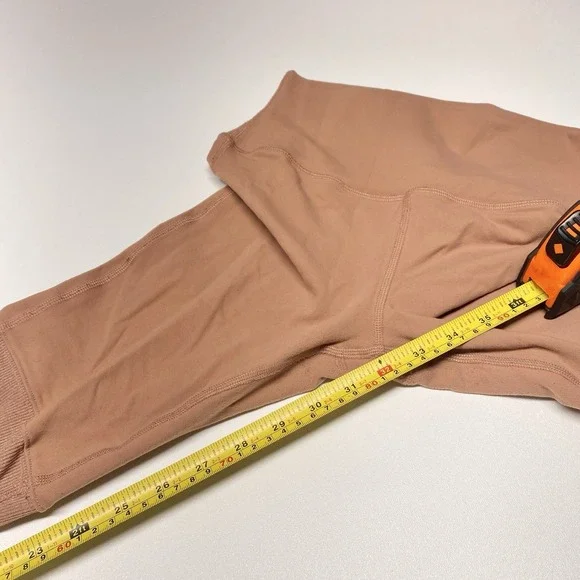 Alo Yoga Goddess Leggings Ribbed Knit Ruched Leg Stretch‎ Rose Quartz Size XS - Picture 7 of 10